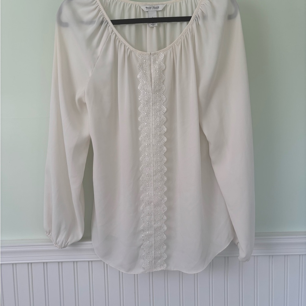 White Free People Blouse with Lace Detail